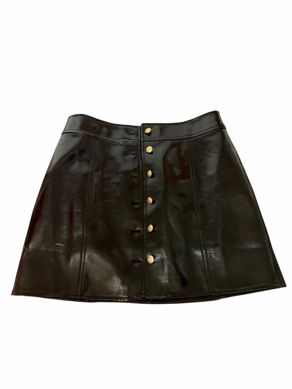 J.Crew Collection button-front skirt in faux patent leather